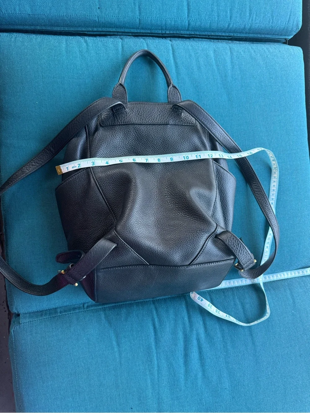 Tory Burch Black Pebbled Leather Drawstring Backpack with Tassels